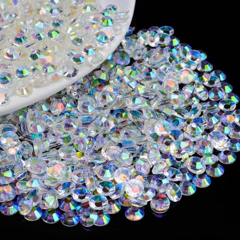 Briskbloom 1000PCS 6mm Resin Flatback Rhinestone, Transparent Clear AB Color Flatback Jelly Resin Rhinestones for Mugs, Bottles, Tumblers, Craft Decoration, Loose Bling Glitter Diamond Stone - Image 1